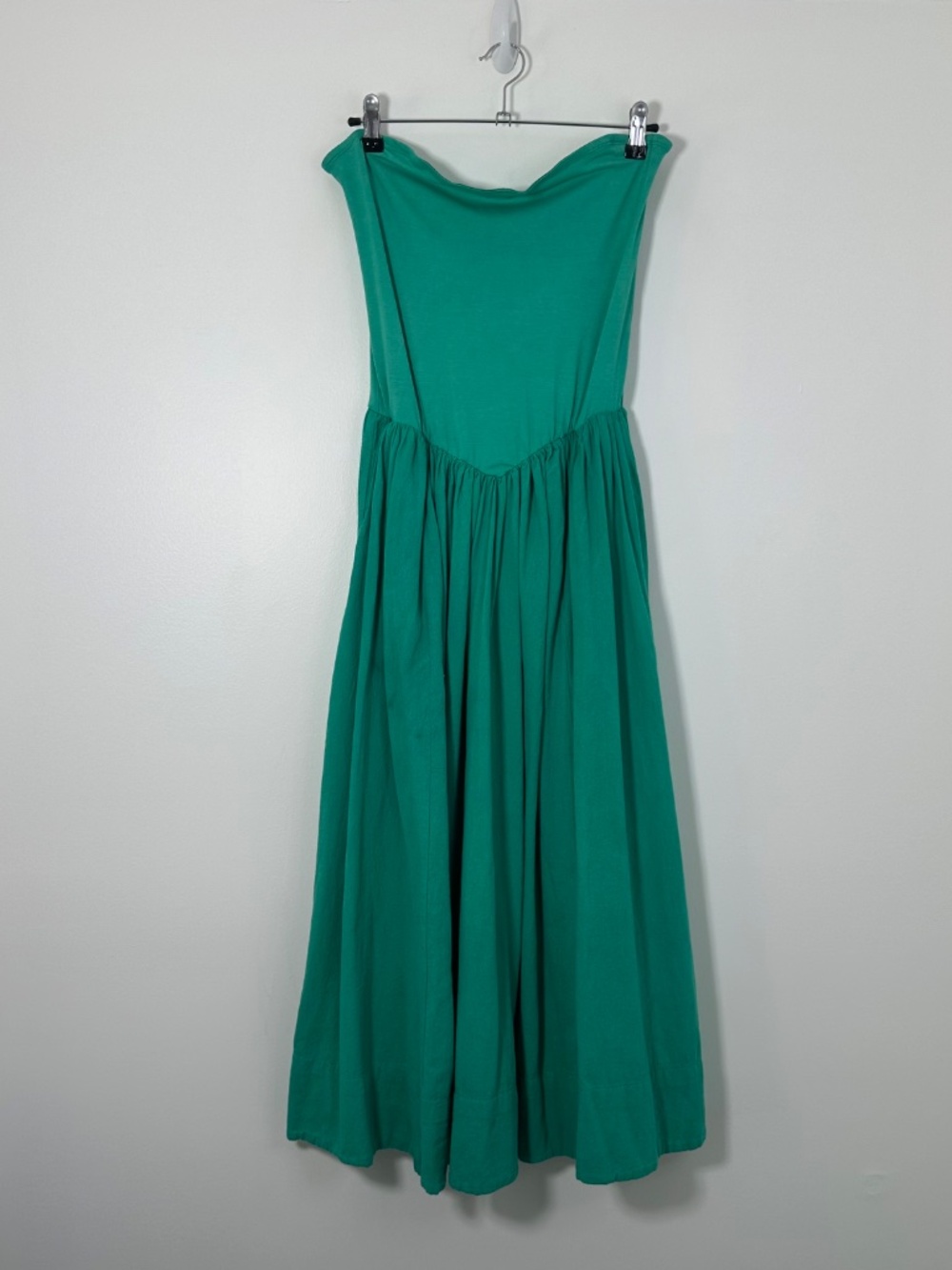 Free People Women's Small Onda Drop-Waist Tube Midi Dress Mint Leaf Color Boho - Picture 2 of 9